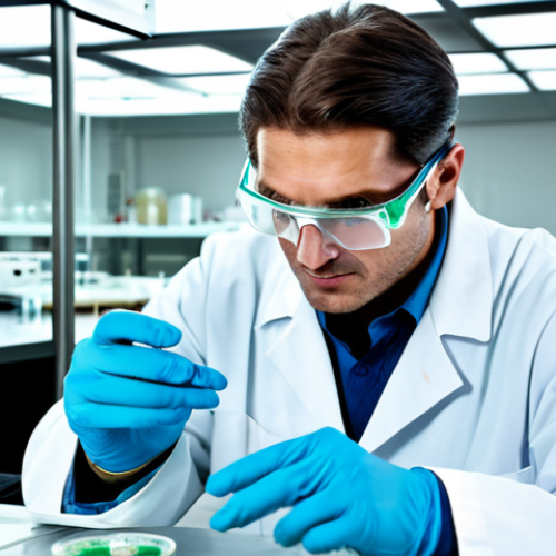 Food Safety Scientist**

"A professional food scientist in a laboratory, wearing a lab coat and safety goggles, examining a petri dish with agar and bacterial colonies. Bright lighting, sterile environment, detailed scientific equipment in the background, safe for work, appropriate content, fully clothed, professional setting, perfect anatomy, natural proportions, high resolution."

**