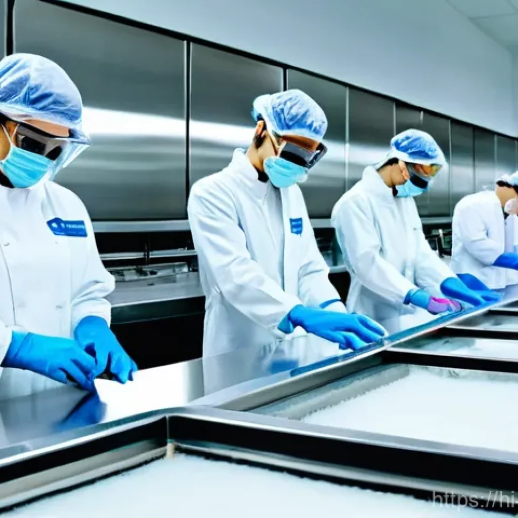 식품산업 실무 종사자의 하루 - **Prompt 1: Modern Food Safety & Quality Control**
    "A brightly lit, ultra-modern food processing...