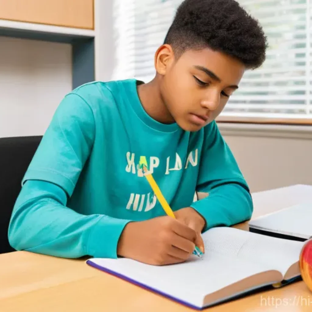 식품 관련 국가시험 팁과 요령 - **Prompt:** A young person, around 17 years old, with a determined expression, sitting at a clean, o...