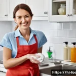 Home 12 식품위생관리 실무의 중요성 - **Prompt:** A brightly lit, modern kitchen scene focusing on meticulous hand hygiene. A smiling, hea...