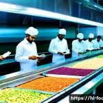 Home 19 식품 관련 업무 사례 분석 - A modern Indian food processing factory interior with diverse workers wearing clean white uniforms a...