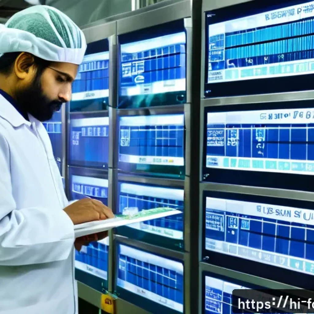 식품위생 관련 이직 인터뷰 사례 - A professional Indian food safety auditor in a modern industrial food production facility, wearing c...