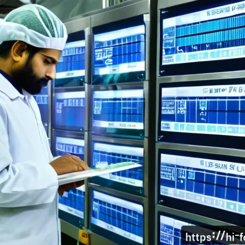 Home 30 식품위생 관련 이직 인터뷰 사례 - A professional Indian food safety auditor in a modern industrial food production facility, wearing c...